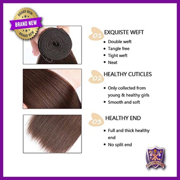 Straight Brazilian Human Hair Extensions 14-18 Inch No Tangle Weave